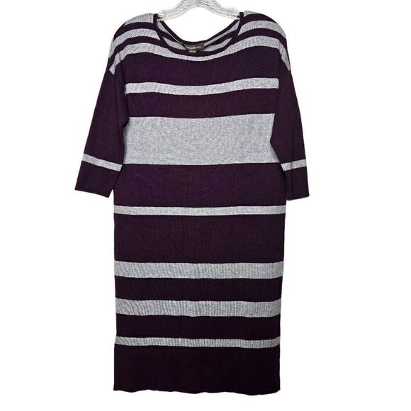 Tommy Bahama Hobart Purple Gray Heather Stripe Pencil Sweater Dress Size XS - Picture 2 of 9